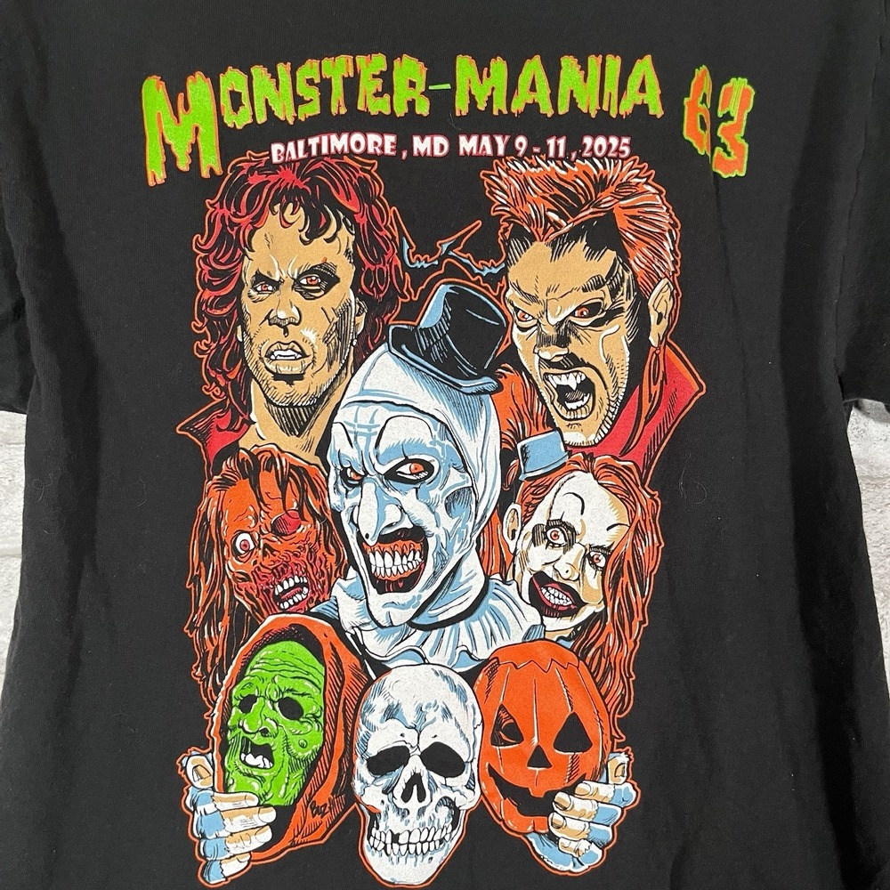 Monster-Mania Con 63 T-shirt 2025 Double Sided Horror Size Medium Baltimore MD - Picture 3 of 7